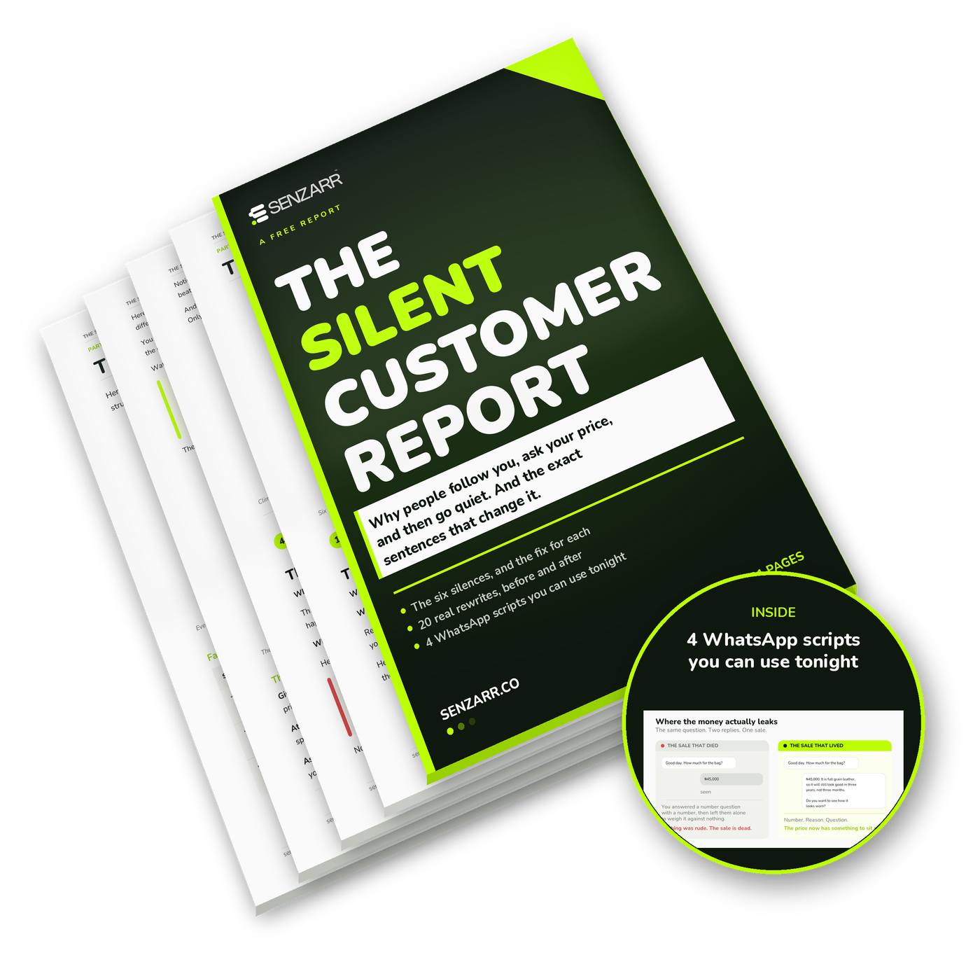 The Silent Customer Report, cover and interior pages