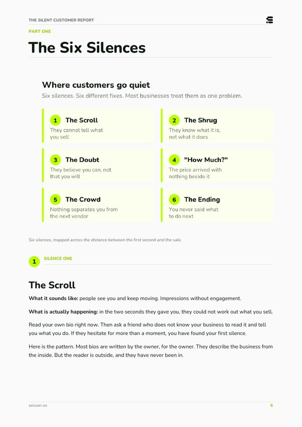 The six silences, a page from the report